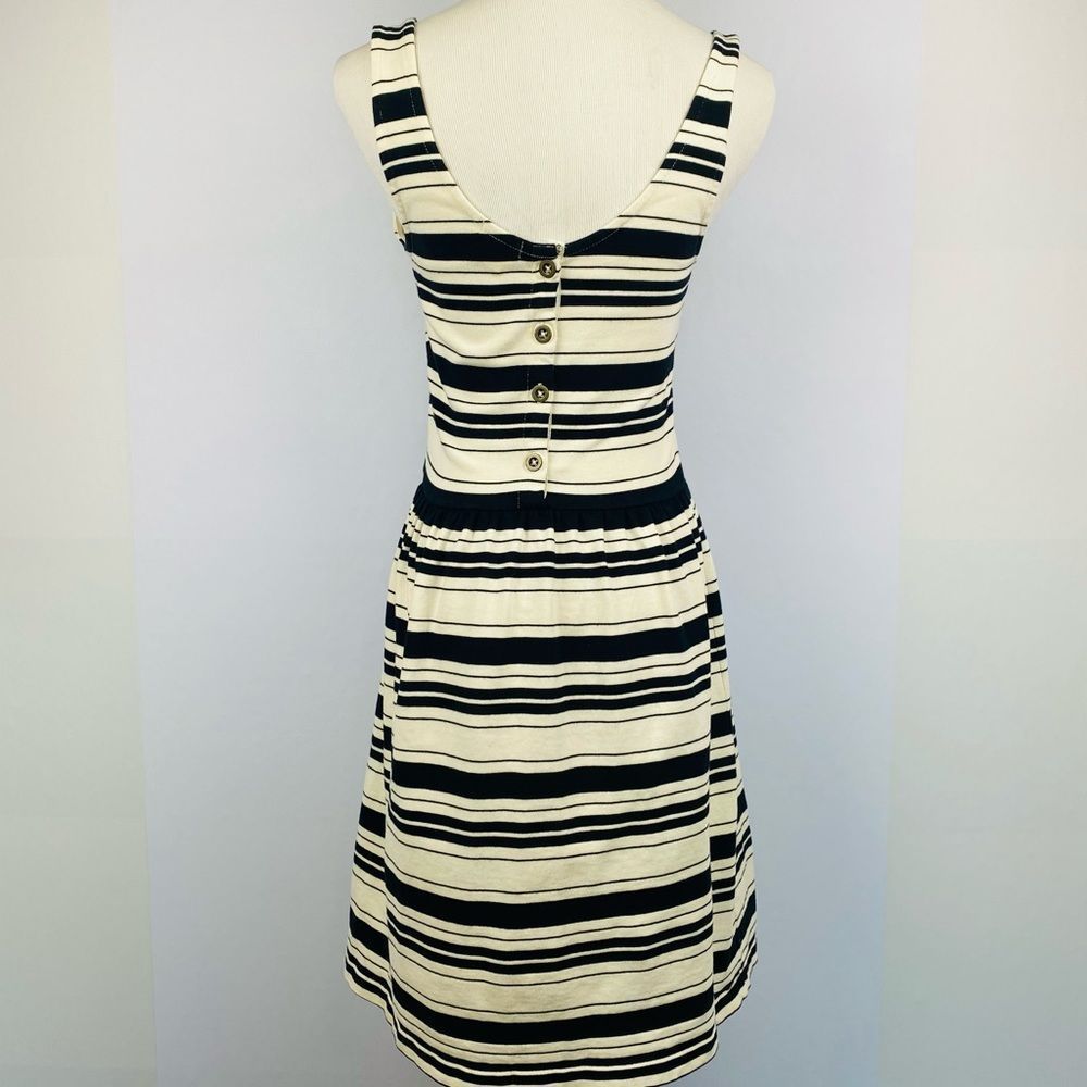 J.CREW Villa Cream & Black Striped “A” Line Skater Sleeveless Dress - Picture 3 of 12